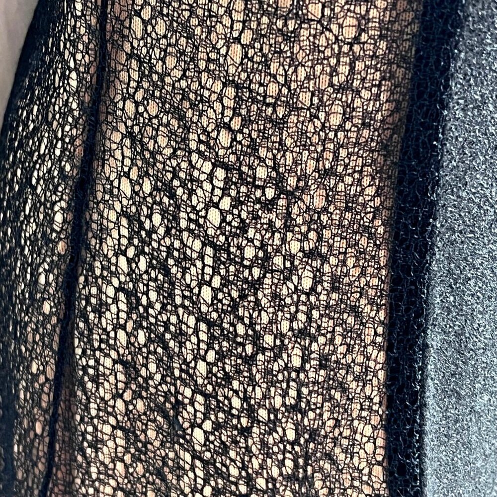 Rag & Bone Black Tweed & Mesh Mini Sheath Dress 6 Classic Exposed Full Back Zip - Picture 5 of 9